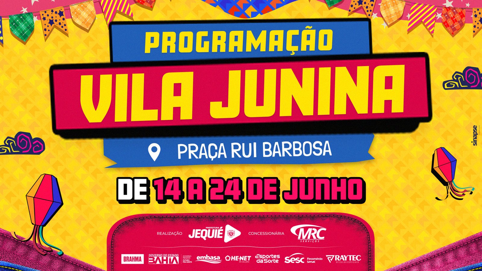 Prefeitura de Jequié divulga programação da Vila Junina na Praça Rui Barbosa 2025