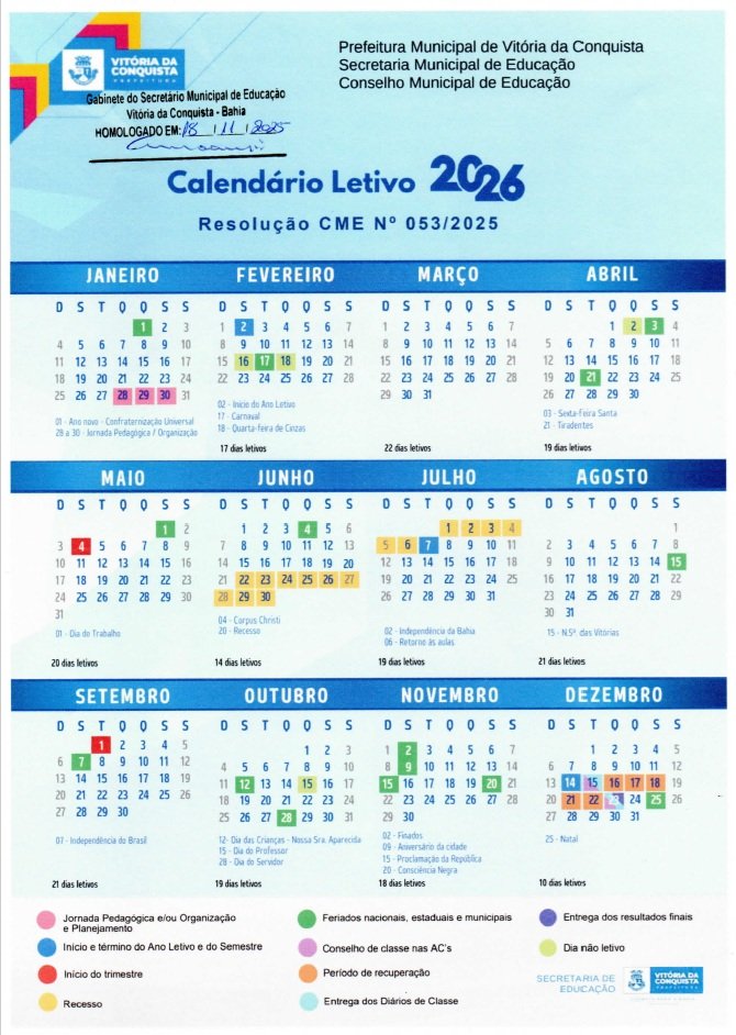 Conselho Municipal de Educação aprova Calendário Letivo para 2026