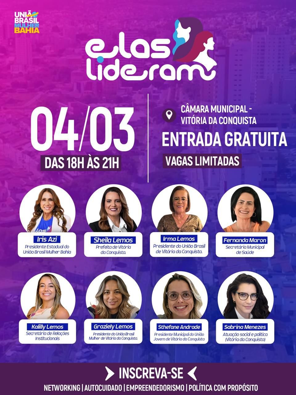 União Brasil Mulher Bahia promove evento ‘Elas Lideram’ em Vitória da Conquista